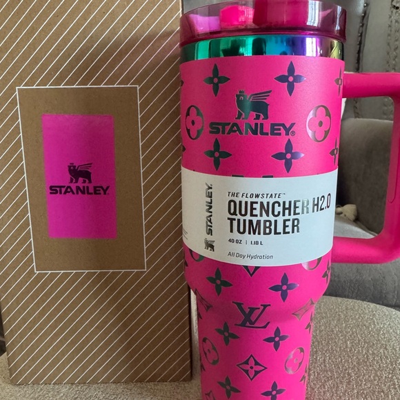 Stanley’s Hot Pink 40oz Tumbler with LV designs. New. - Picture 6 of 8